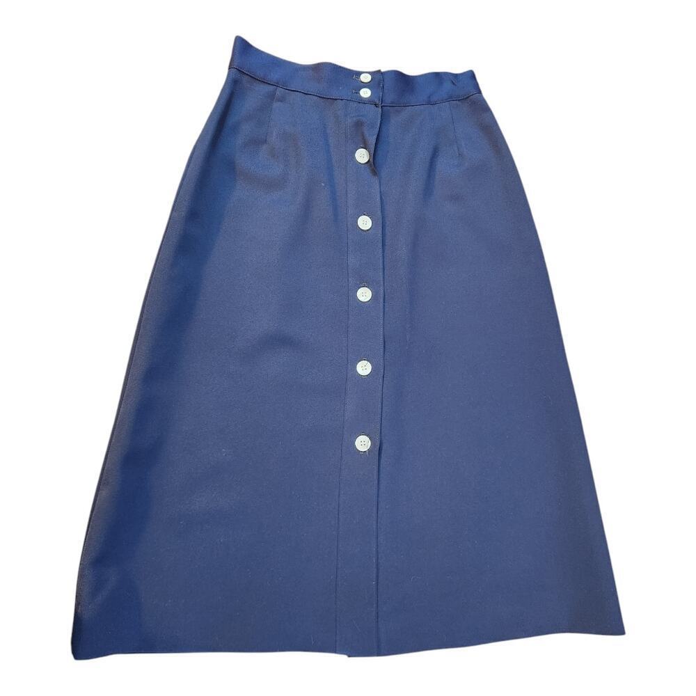 Evan-picone vintage womens A line skirt sz 12 button up blue‎ union tag